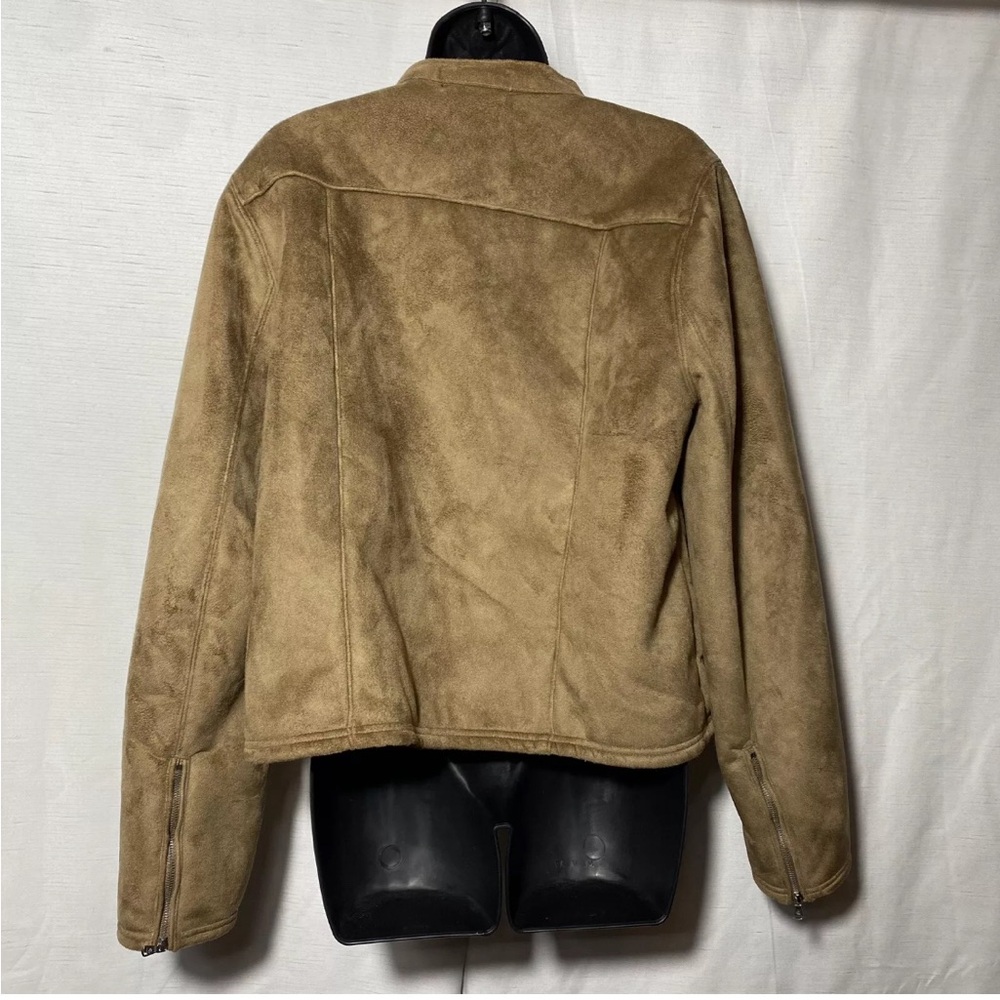Lauren Ralph Lauren Women’s Faux Suede Sherpa Lined Moto Jacket Brown XL - Picture 13 of 14